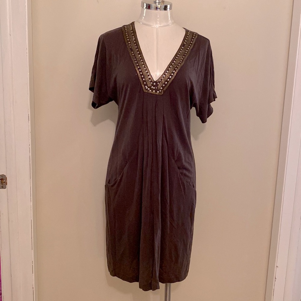 Banana Republic Heritage beaded and embroidered neckline, cotton dress